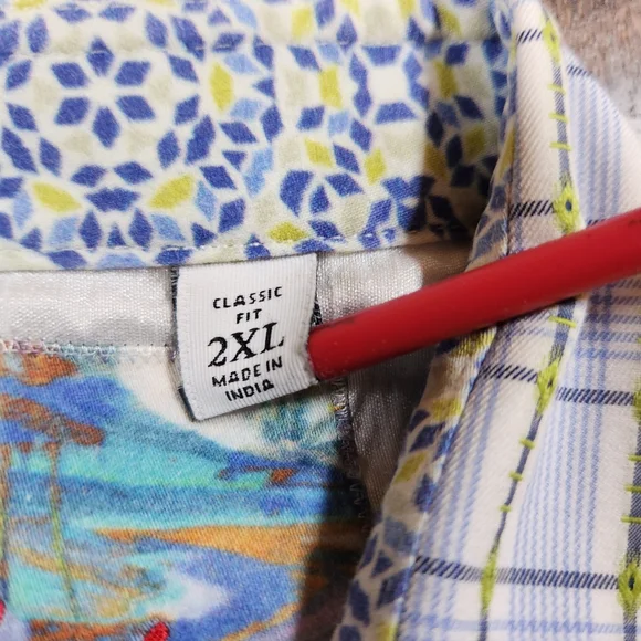 Robert Graham Mens Size 2XL Sport Shirt Checkered Paisley Flip Cuffs Classic Fit - Picture 9 of 13